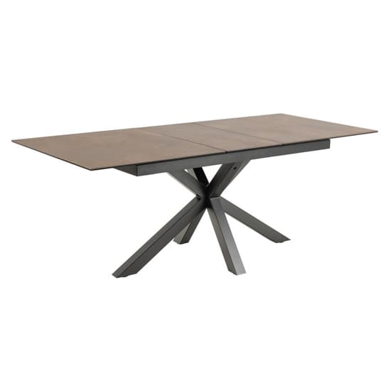 Hyeres Extending Ceramic Dining Table In Brown With Black Legs_3