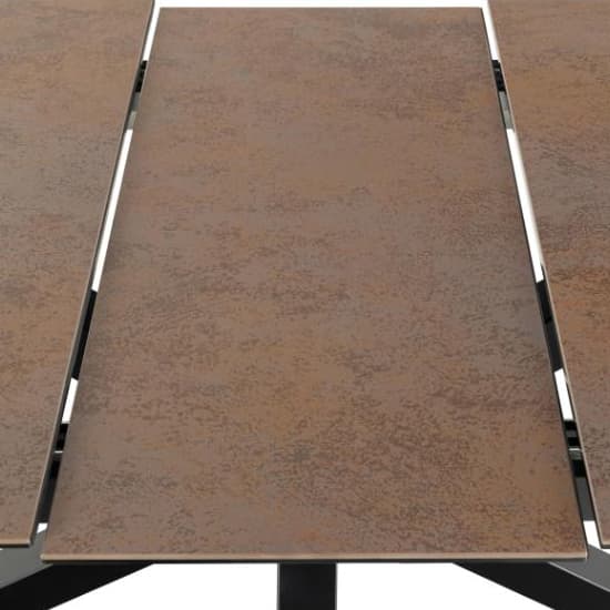 Hyeres Extending Ceramic Dining Table In Brown With Black Legs_4