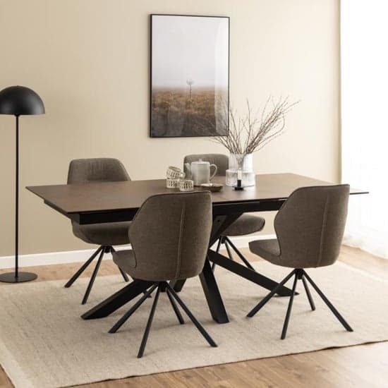 Hyeres Extending Ceramic Dining Table Large In Brown_6