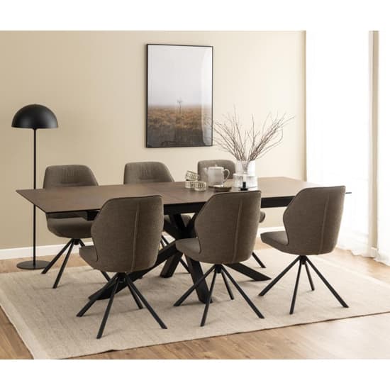 Hyeres Extending Ceramic Dining Table Large In Brown_7