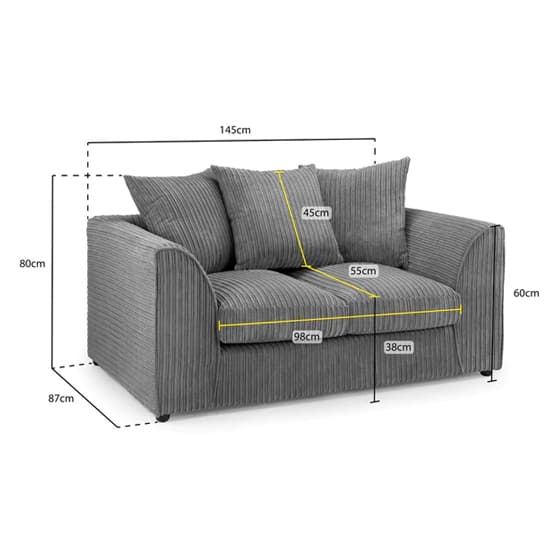 Hyeres Fabric 2 Seater Sofa In Grey_6