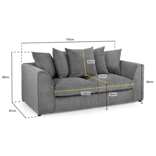 Hyeres Fabric 3 Seater Sofa In Grey_6
