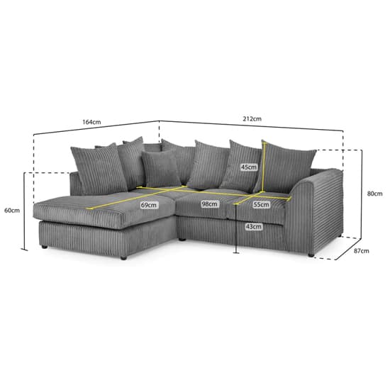 Hyeres Fabric Corner Sofa Left Hand In Grey_6