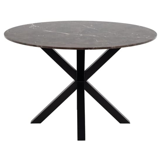 Hyeres Marble Dining Table Round In Brown With Matt Black Legs_2