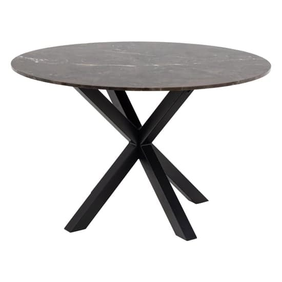 Hyeres Marble Dining Table Round In Brown With Matt Black Legs_1