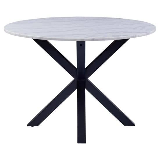 Hyeres Marble Dining Table Round In White With Matt Black Legs_2