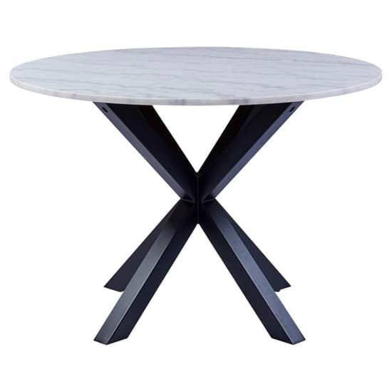 Hyeres Marble Dining Table Round In White With Matt Black Legs_3