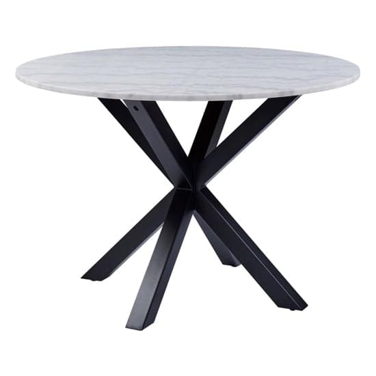 Hyeres Marble Dining Table Round In White With Matt Black Legs_1