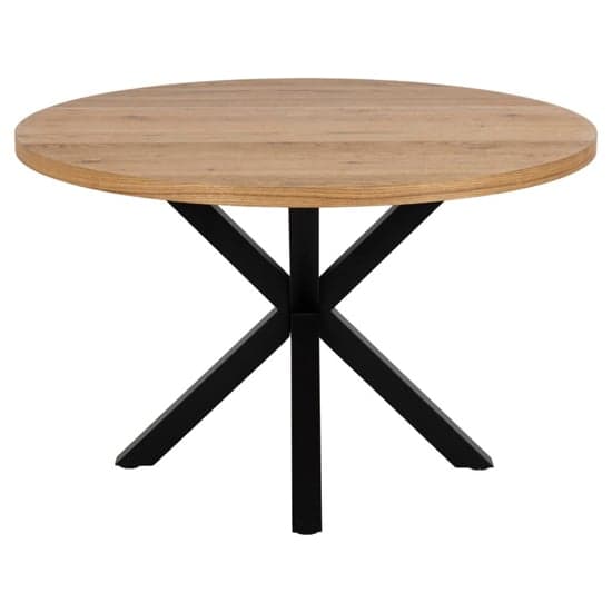Hyeres Wooden Dining Table Round In Oak With Matt Black Legs_2