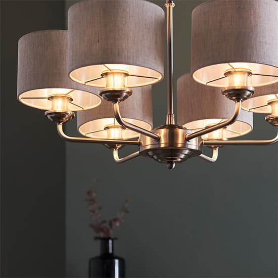 Hyesan Charcoal 6 Lights Ceiling Pendant Light In Brass_2