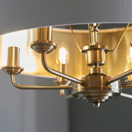 Hyesan Round White 6 Lights Ceiling Pendant Light In Brass_2