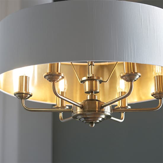 Hyesan Round White 6 Lights Ceiling Pendant Light In Brass_3