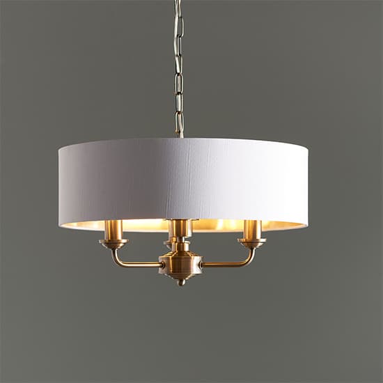 Hyesan White 3 Lights Ceiling Pendant Light In Antique Brass_4