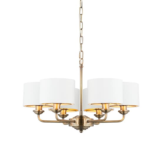 Hyesan White 6 Lights Ceiling Pendant Light In Antique Brass_1