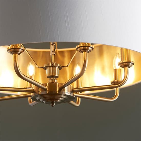 Hyesan White 8 Lights Ceiling Pendant Light In Antique Brass_2
