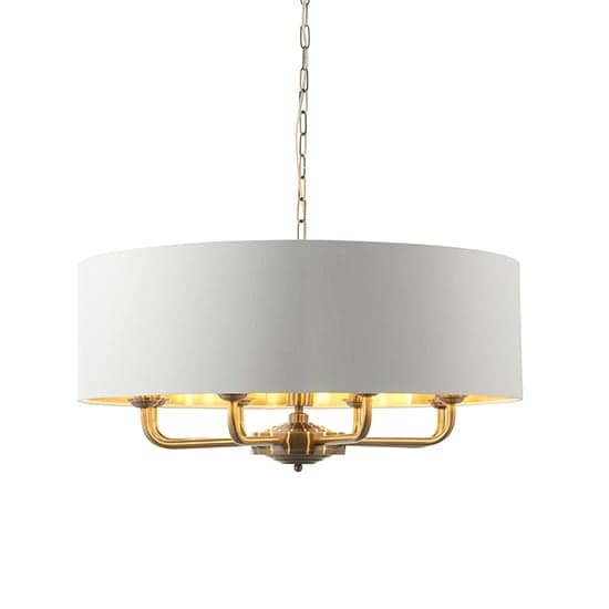 Hyesan White 8 Lights Ceiling Pendant Light In Antique Brass_1