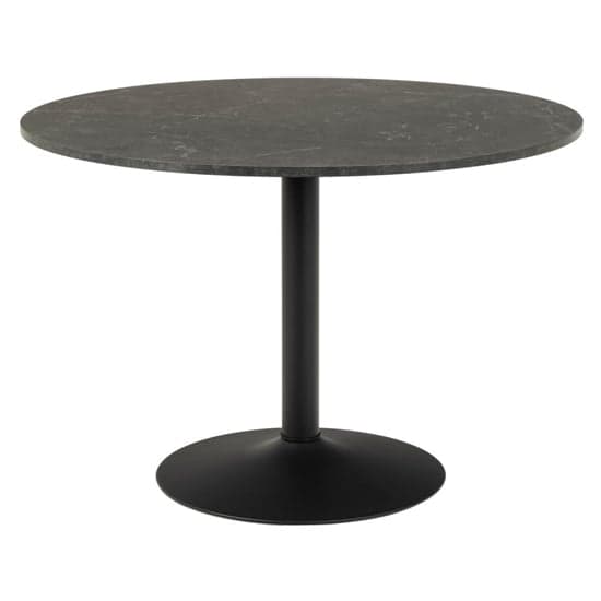 Ibika Round Wooden Dining Table In Matt Black Marble Effect