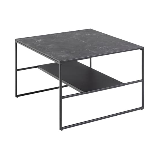 Ibiza Wooden Coffee Table With Shelf In Black Marble Effect_3