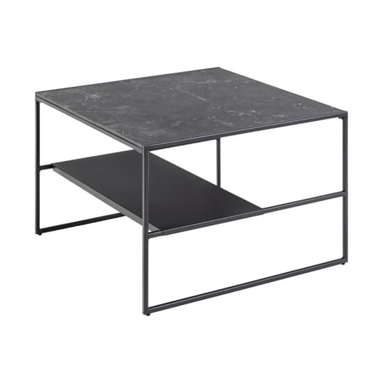 Ibiza Wooden Coffee Table With Shelf In Black Marble Effect_4