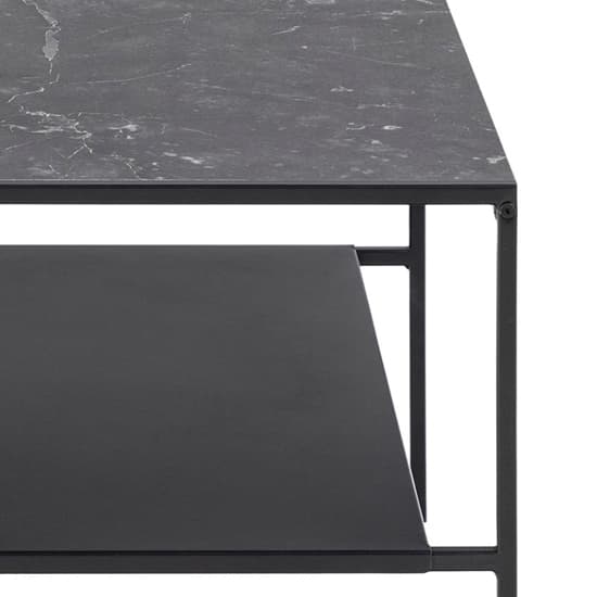 Ibiza Wooden Coffee Table With Shelf In Black Marble Effect_5