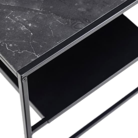 Ibiza Wooden Coffee Table With Shelf In Black Marble Effect_6
