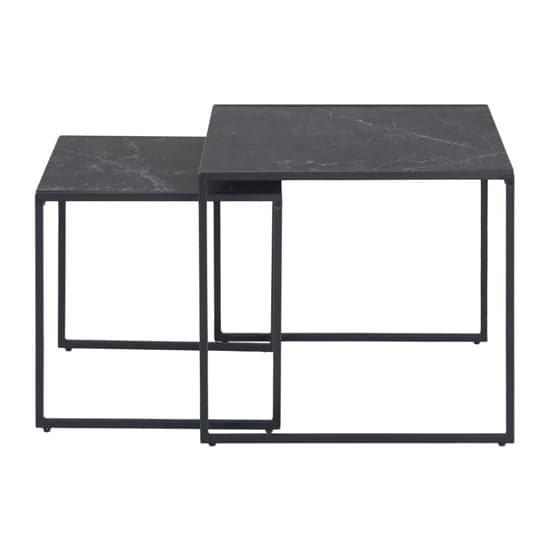 Ibiza Wooden Nest Of 2 Tables In Black Marble Effect_2