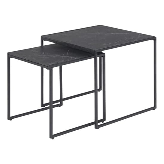 Ibiza Wooden Nest Of 2 Tables In Black Marble Effect_1