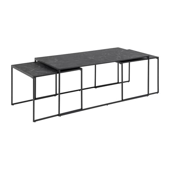 Ibiza Wooden Set Of 3 Coffee Tables In Black Marble Effect_3
