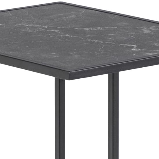 Ibiza Wooden Side Table In Black Marble Effect_4