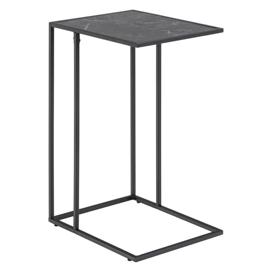 Ibiza Wooden Side Table In Black Marble Effect_1