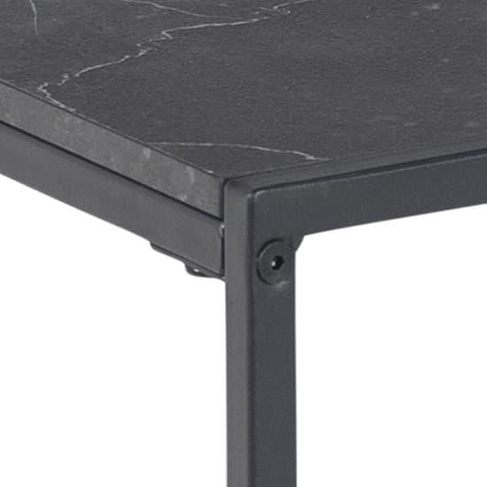 Ibiza Wooden Side Table Square In Black Marble Effect_3