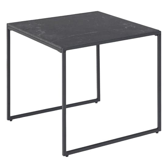 Ibiza Wooden Side Table Square In Black Marble Effect_1