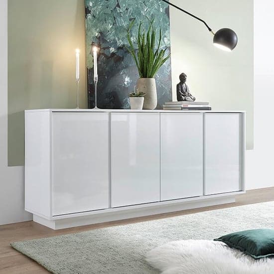 Iconic Wooden Sideboard In White High Gloss With 4 Doors_1