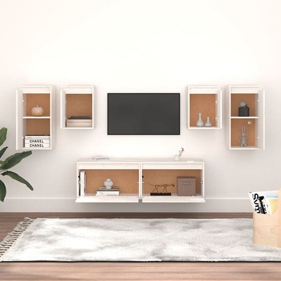 Idalis Solid Pinewood Entertainment Unit In White_2