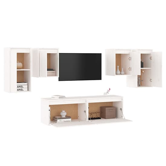 Idalis Solid Pinewood Entertainment Unit In White_4