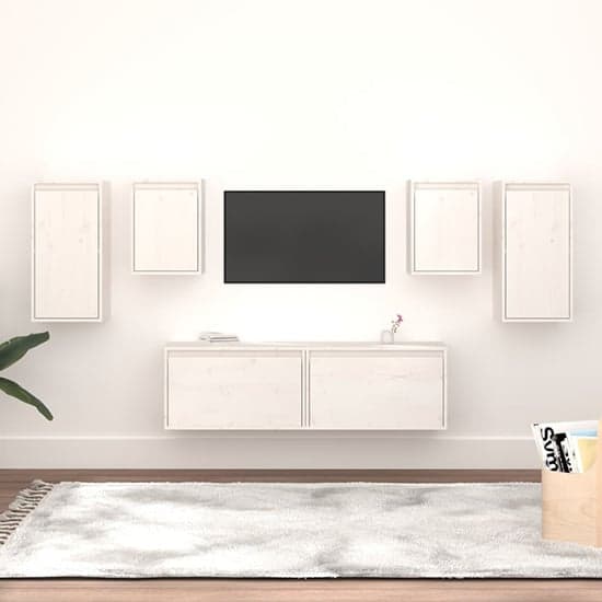Idalis Solid Pinewood Entertainment Unit In White_1