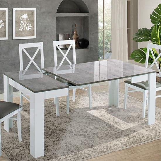 Idea Extending Wooden Dining Table In White And Grey High Gloss_1
