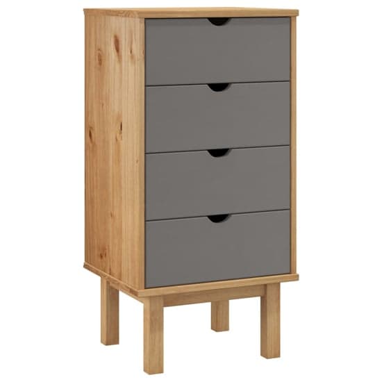 Ieva Solid Pine Wood Chest Of 4 Drawers In Brown And Grey_2