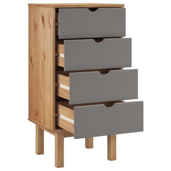 Ieva Solid Pine Wood Chest Of 4 Drawers In Brown And Grey_4