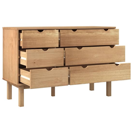 Ieva Solid Pine Wood Wide Chest Of 6 Drawers In Brown_4