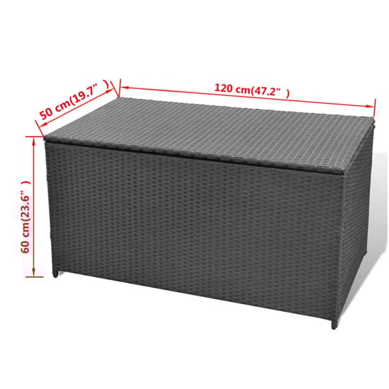 Ijaya 120cm Poly Rattan Garden Storage Box In Black Furniture in Fashion