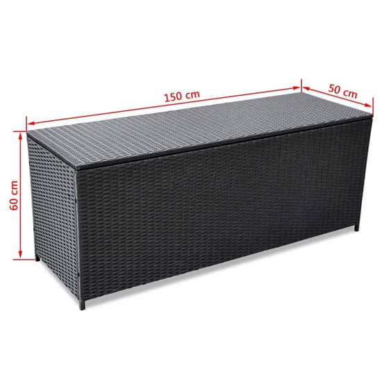 Ijaya 150cm Poly Rattan Garden Storage Box In Black Furniture in Fashion
