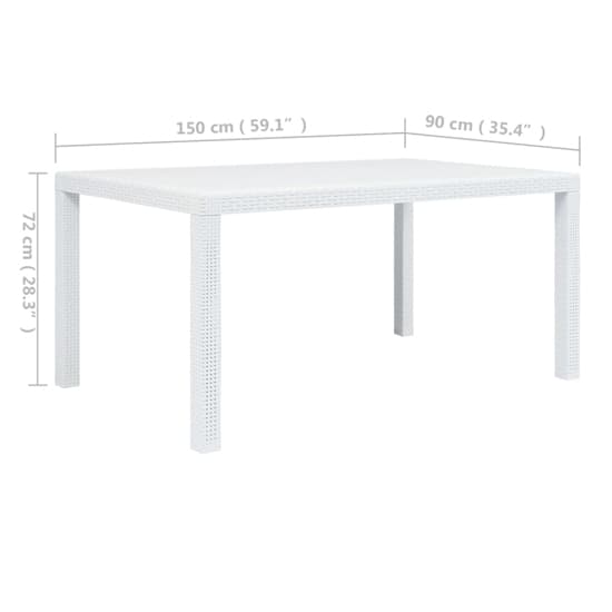 Ijaya Plastic Rattan Garden Dining Table In White_3