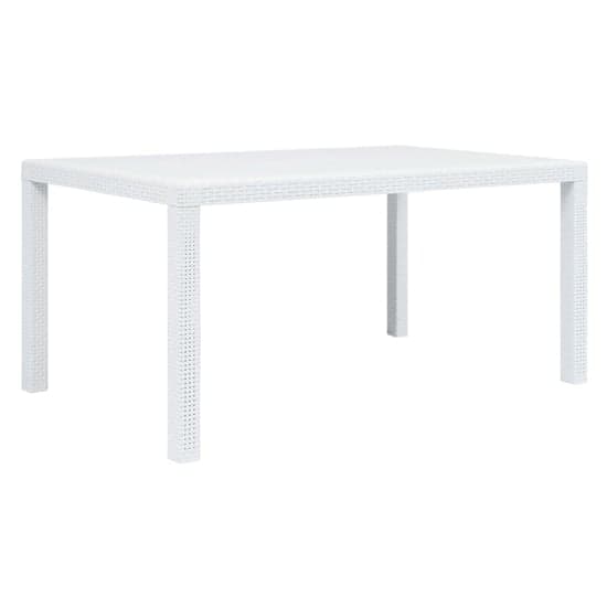 Ijaya Plastic Rattan Garden Dining Table In White_1