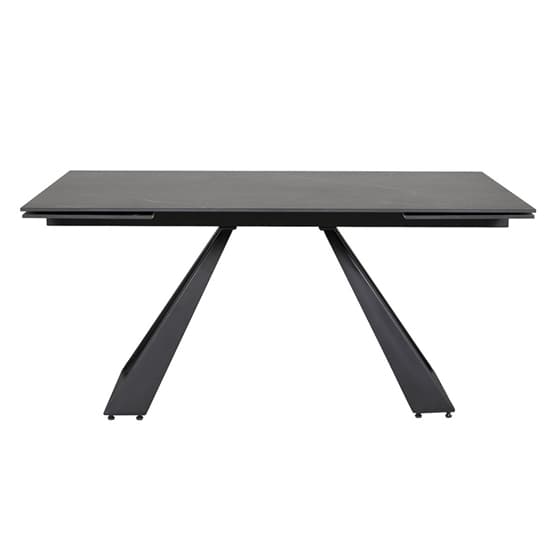 Iker Grey Stone Extending Dining Table With Black Metal Base