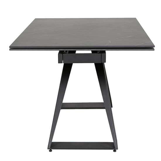 Iker Grey Stone Extending Dining Table With Black Metal Base