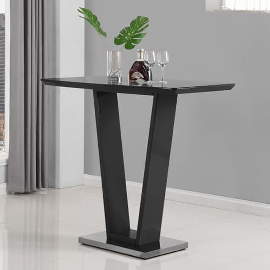 Ilko High Gloss Bar Table Rectangular Glass Top In Black_1