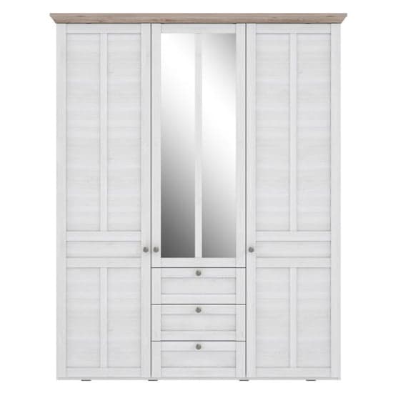 Iloppa Mirrored Wardrobe With 3 Doors In Nelson Oak And Snowy Oak_2