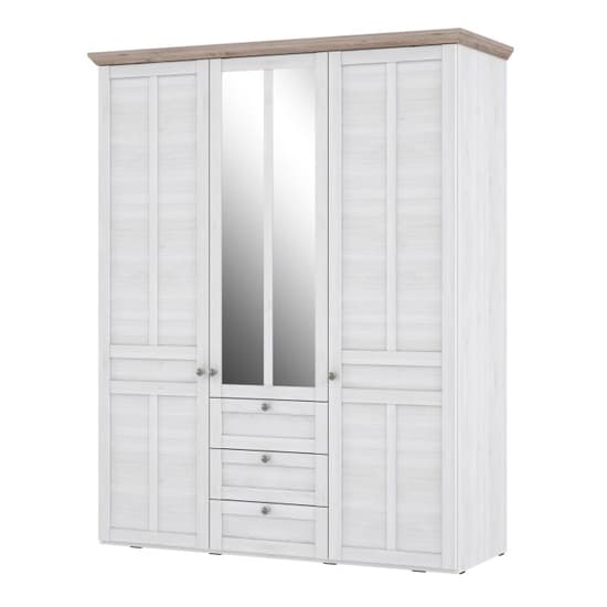 Iloppa Mirrored Wardrobe With 3 Doors In Nelson Oak And Snowy Oak_3