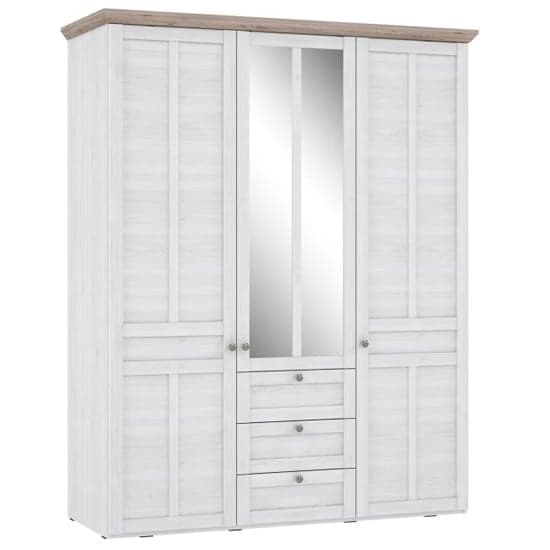 Iloppa Mirrored Wardrobe With 3 Doors In Nelson Oak And Snowy Oak_1